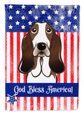 American Flag and Basset Hound House Flag 28x40 Porch Sleeve Pole Decorative Outside Yard Banner Artwork Wall Hanging, Polyester