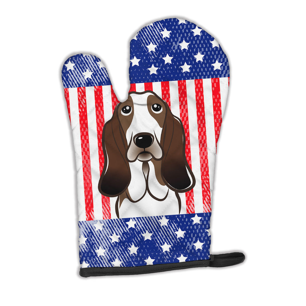 American Flag and Basset Hound Oven Mitt Heat Resistant Thick Oven Mitt for Hot Pans and Oven, Kitchen Mitt Protect Hands, Cooking Baking Glove
