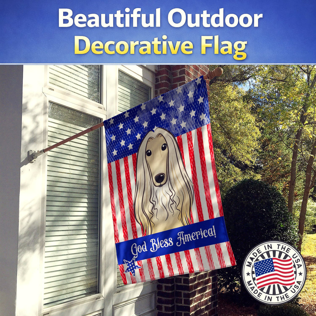 American Flag and Afghan Hound House Flag 28x40 Porch Sleeve Pole Decorative Outside Yard Banner Artwork Wall Hanging, Polyester