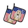 American Flag and Afghan Hound Pot Holder Set of 2 Heat Resistant Quilted Hot Pads 7.5 x 7.5 Inch, Insulated Kitchen Trivets for Cooking & Baking