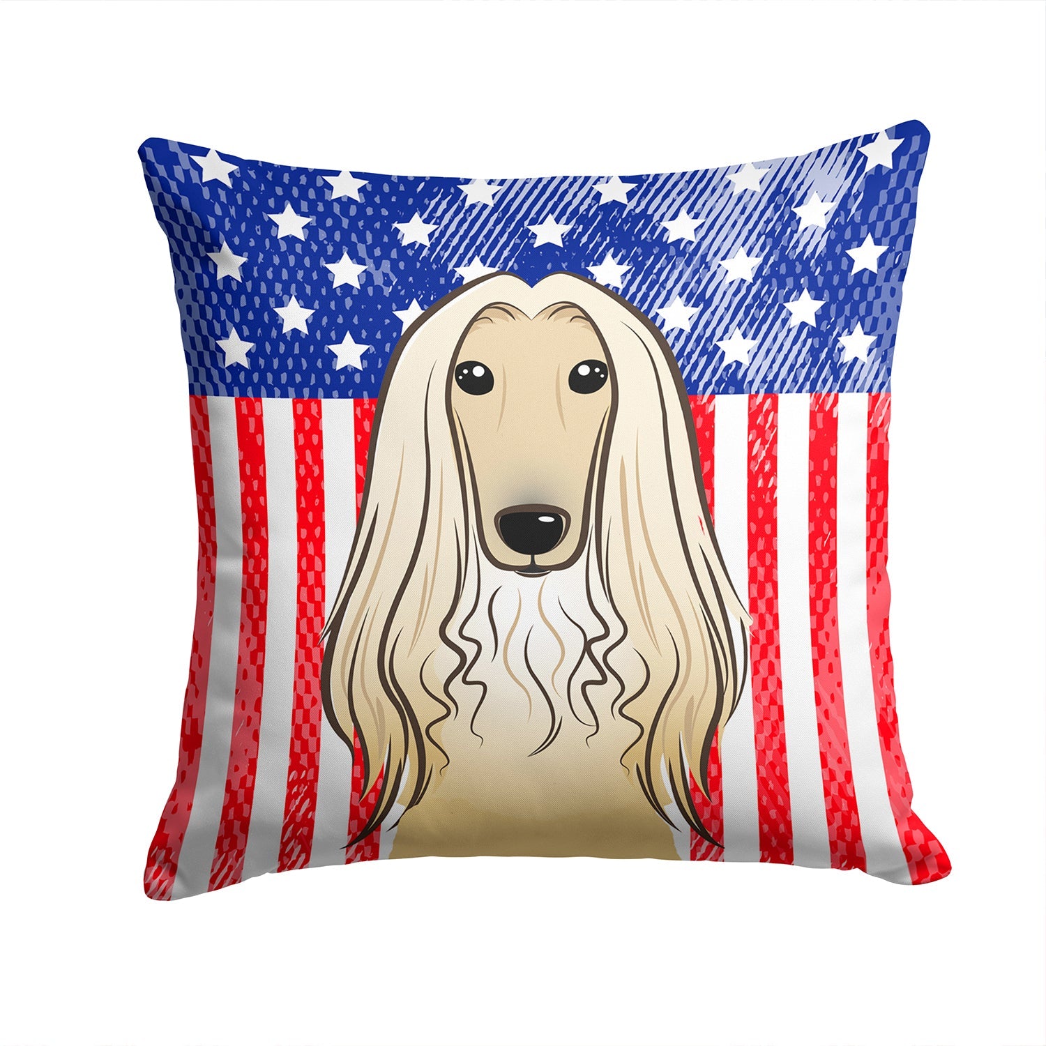 American Flag and Afghan Hound Decorative Throw Pillow 14x14 Indoor Outdoor Accent Cushion, Fabric Cover with Insert for Sofa, Bed, Porch & Living Room