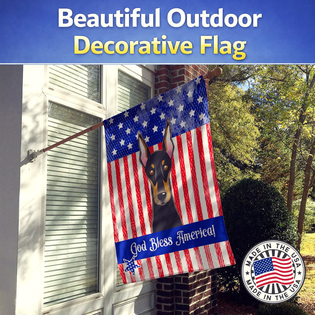 American Flag and Doberman House Flag 28x40 Porch Sleeve Pole Decorative Outside Yard Banner Artwork Wall Hanging, Polyester