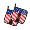 American Flag and Doberman Pot Holder Set of 2 Heat Resistant Quilted Hot Pads 7.5 x 7.5 Inch, Insulated Kitchen Trivets for Cooking & Baking