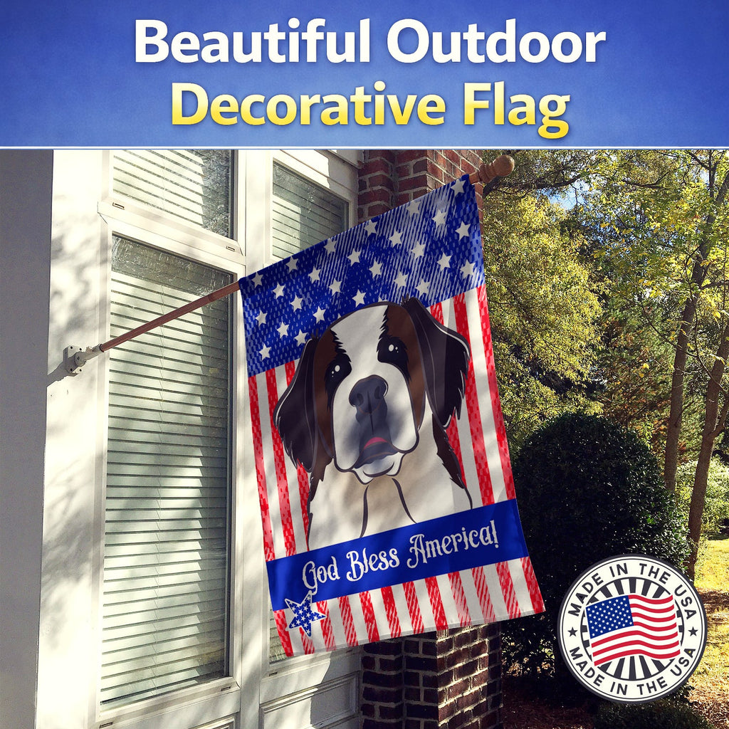 American Flag and Saint Bernard House Flag 28x40 Porch Sleeve Pole Decorative Outside Yard Banner Artwork Wall Hanging, Polyester