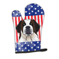 American Flag and Saint Bernard Oven Mitt Heat Resistant Thick Oven Mitt for Hot Pans and Oven, Kitchen Mitt Protect Hands, Cooking Baking Glove