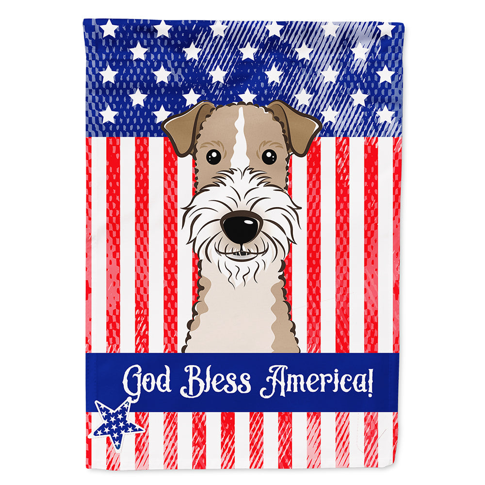 American Flag and Wire Haired Fox Terrier House Flag 28x40 Porch Sleeve Pole Decorative Outside Yard Banner Artwork Wall Hanging, Polyester