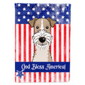 American Flag and Wire Haired Fox Terrier House Flag 28x40 Porch Sleeve Pole Decorative Outside Yard Banner Artwork Wall Hanging, Polyester