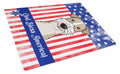 American Flag and Wire Haired Fox Terrier Cutting Board Tempered Glass Kitchen Cutting Surface, Heat Resistant Chopping, Non-Slip Feet, Food Prep & Serving