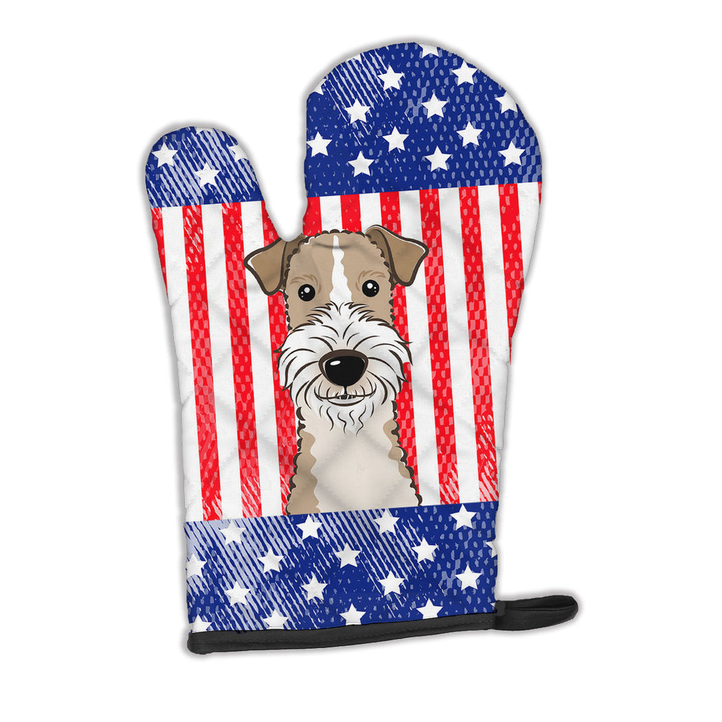 American Flag and Wire Haired Fox Terrier Oven Mitt Heat Resistant Thick Oven Mitt for Hot Pans and Oven, Kitchen Mitt Protect Hands, Cooking Baking Glove
