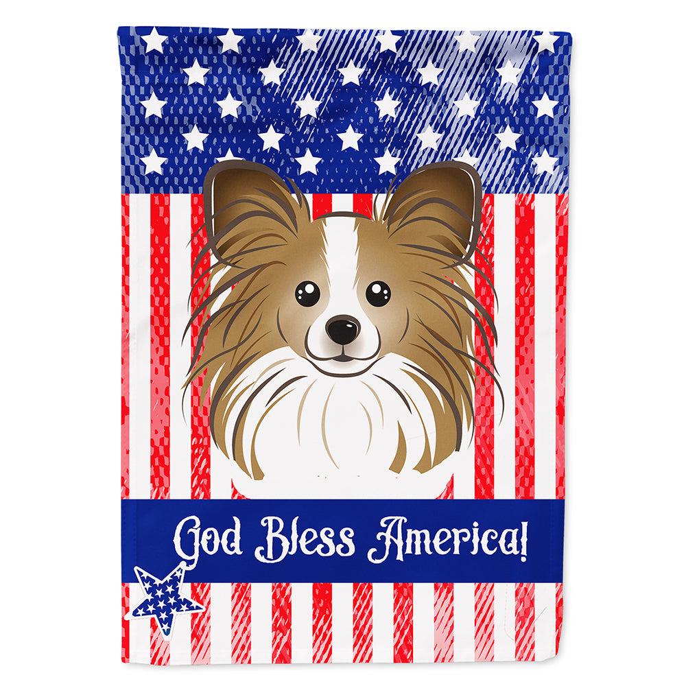 American Flag and Papillon House Flag 28x40 Porch Sleeve Pole Decorative Outside Yard Banner Artwork Wall Hanging, Polyester