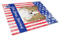 American Flag and Papillon Cutting Board Tempered Glass Kitchen Cutting Surface, Heat Resistant Chopping, Non-Slip Feet, Food Prep & Serving