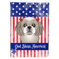 American Flag and Gray Silver Shih Tzu House Flag 28x40 Porch Sleeve Pole Decorative Outside Yard Banner Artwork Wall Hanging, Polyester