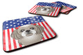 American Flag and Gray Silver Shih Tzu Foam Coasters Set of 4 Cup Coasters for Indoor Outdoor, Tabletop Protection, Anti Slip, Mouse pad Material