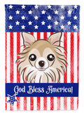 American Flag and Chihuahua House Flag 28x40 Porch Sleeve Pole Decorative Outside Yard Banner Artwork Wall Hanging, Polyester
