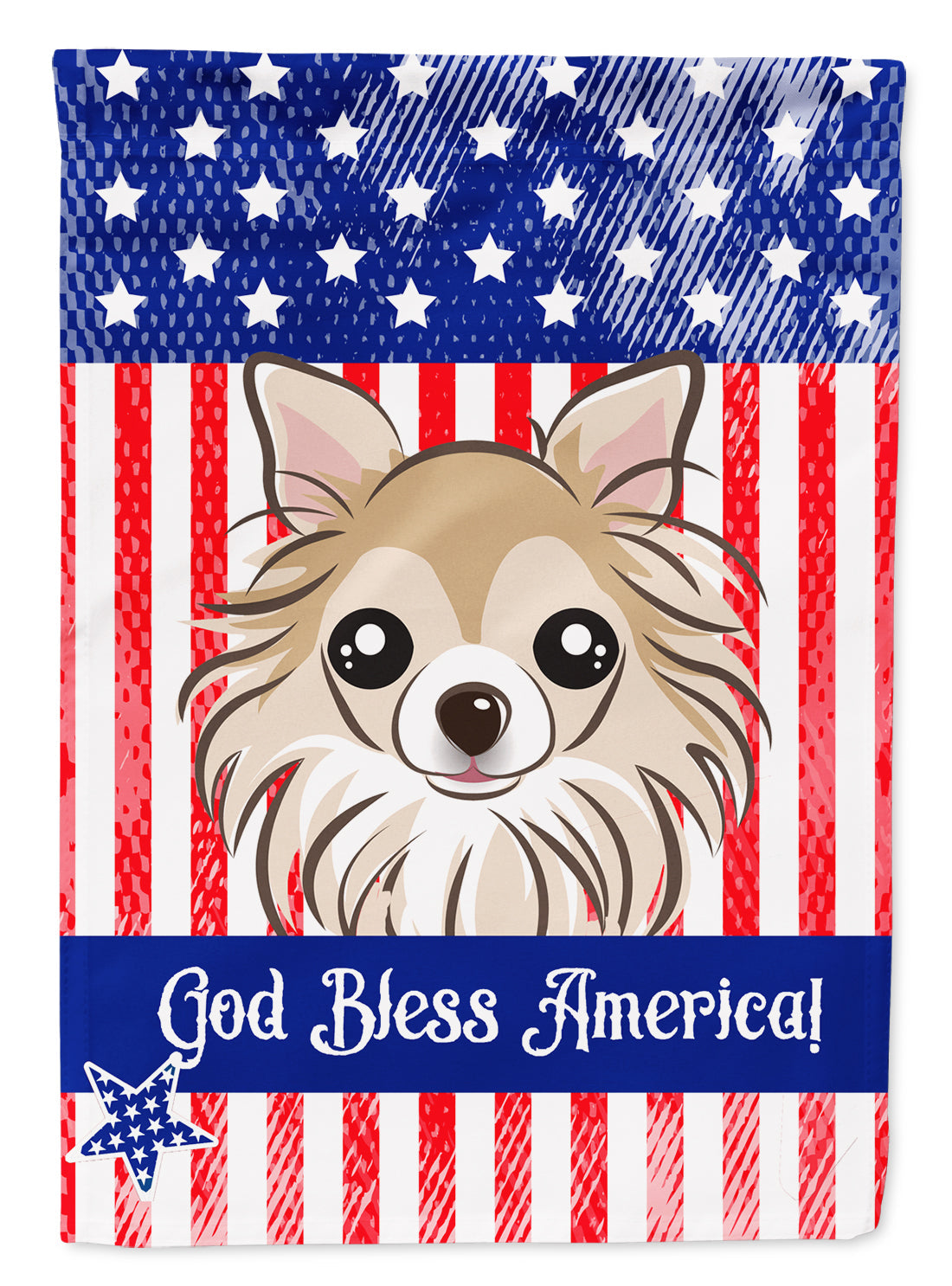 American Flag and Chihuahua House Flag 28x40 Porch Sleeve Pole Decorative Outside Yard Banner Artwork Wall Hanging, Polyester