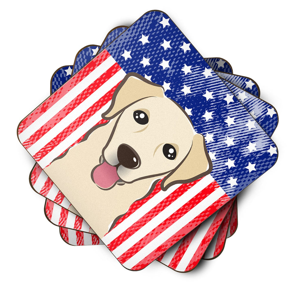 American Flag and Golden Retriever Foam Coasters Set of 4 Cup Coasters for Indoor Outdoor, Tabletop Protection, Anti Slip, Mouse pad Material