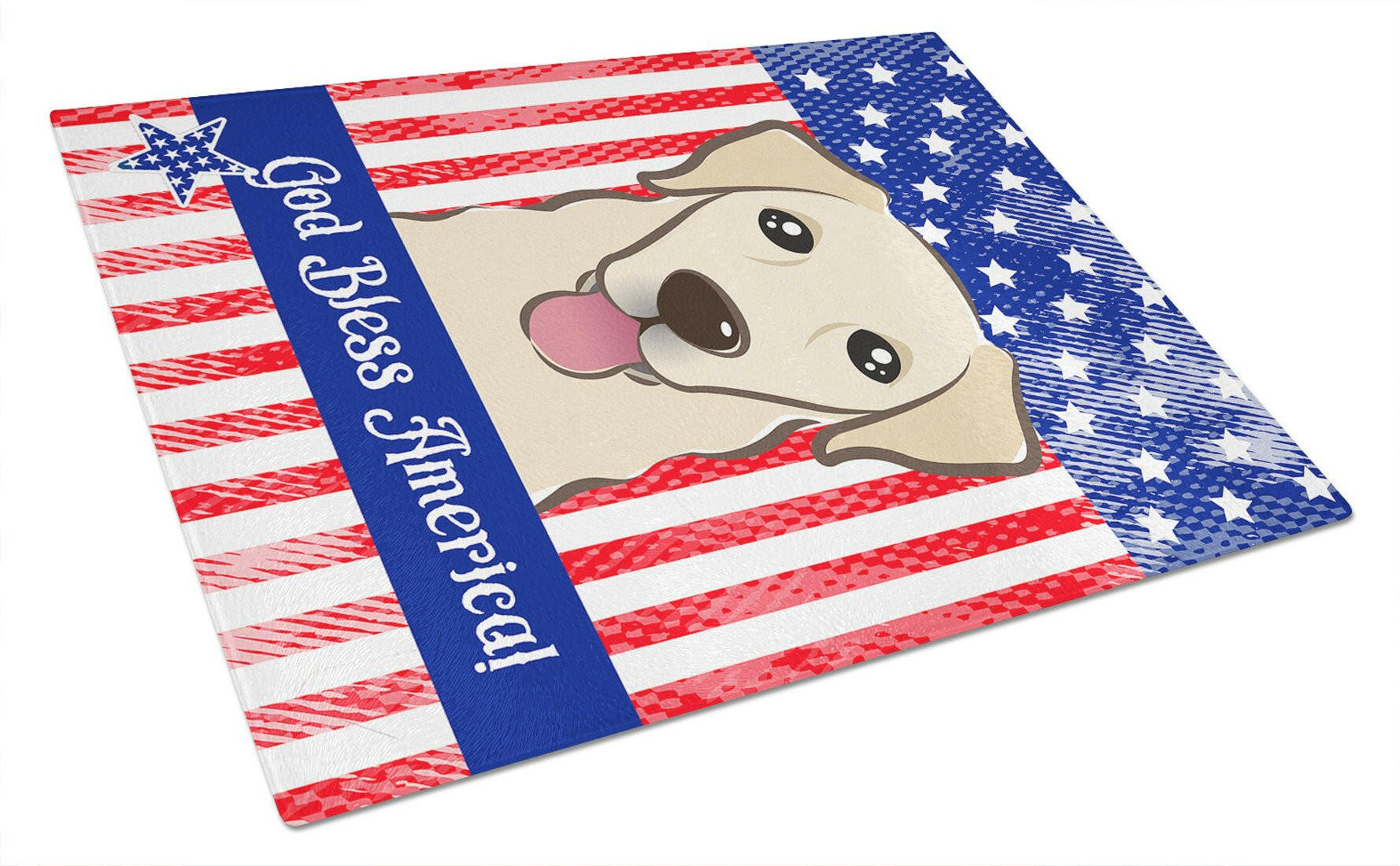 American Flag and Golden Retriever Cutting Board Tempered Glass Kitchen Cutting Surface, Heat Resistant Chopping, Non-Slip Feet, Food Prep & Serving