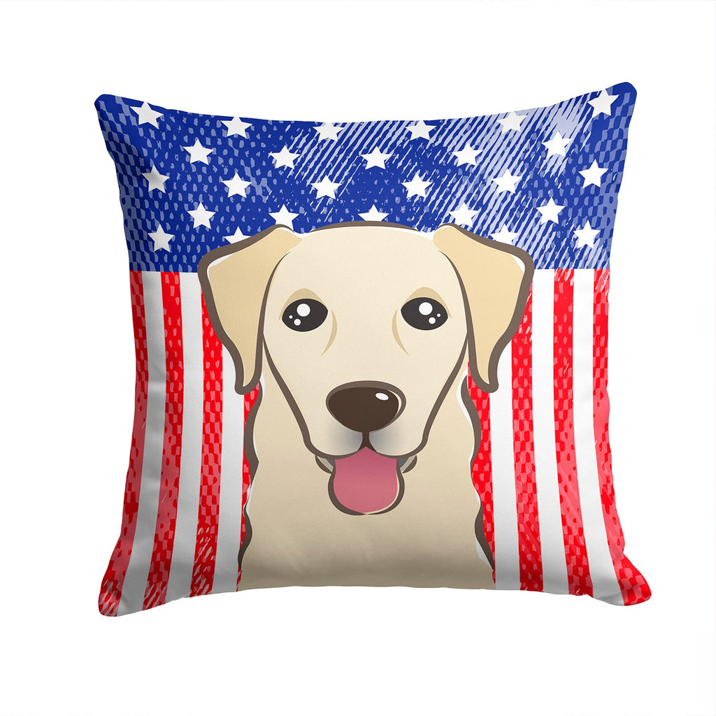 American Flag and Golden Retriever Decorative Throw Pillow 14x14 Indoor Outdoor Accent Cushion, Fabric Cover with Insert for Sofa, Bed, Porch & Living Room