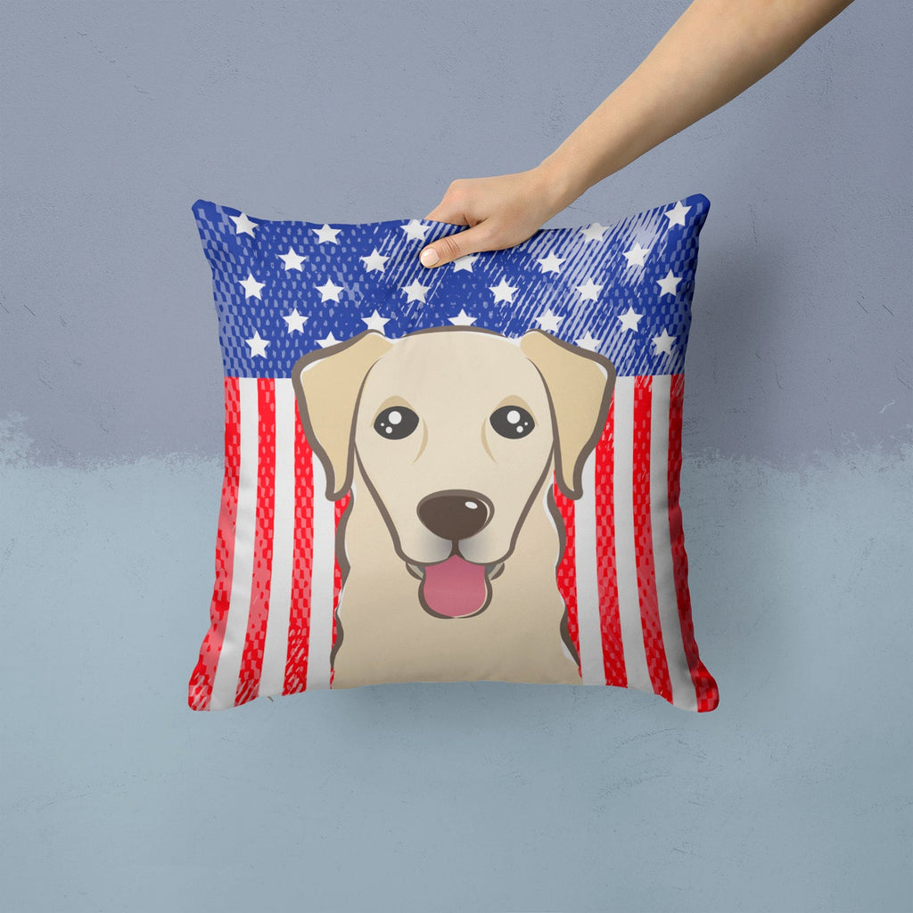 American Flag and Golden Retriever Decorative Throw Pillow 14x14 Indoor Outdoor Accent Cushion, Fabric Cover with Insert for Sofa, Bed, Porch & Living Room