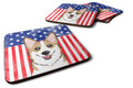 American Flag and Sable Corgi Foam Coasters Set of 4 Cup Coasters for Indoor Outdoor, Tabletop Protection, Anti Slip, Mouse pad Material