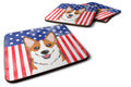 American Flag and Red Corgi Foam Coasters Set of 4 Cup Coasters for Indoor Outdoor, Tabletop Protection, Anti Slip, Mouse pad Material