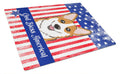 American Flag and Red Corgi Cutting Board Tempered Glass Kitchen Cutting Surface, Heat Resistant Chopping, Non-Slip Feet, Food Prep & Serving