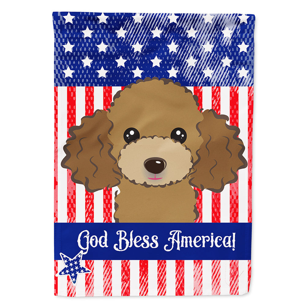American Flag and Chocolate Brown Poodle House Flag 28x40 Porch Sleeve Pole Decorative Outside Yard Banner Artwork Wall Hanging, Polyester