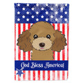 American Flag and Chocolate Brown Poodle House Flag 28x40 Porch Sleeve Pole Decorative Outside Yard Banner Artwork Wall Hanging, Polyester