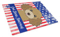 American Flag and Chocolate Brown Poodle Cutting Board Tempered Glass Kitchen Cutting Surface, Heat Resistant Chopping, Non-Slip Feet, Food Prep & Serving