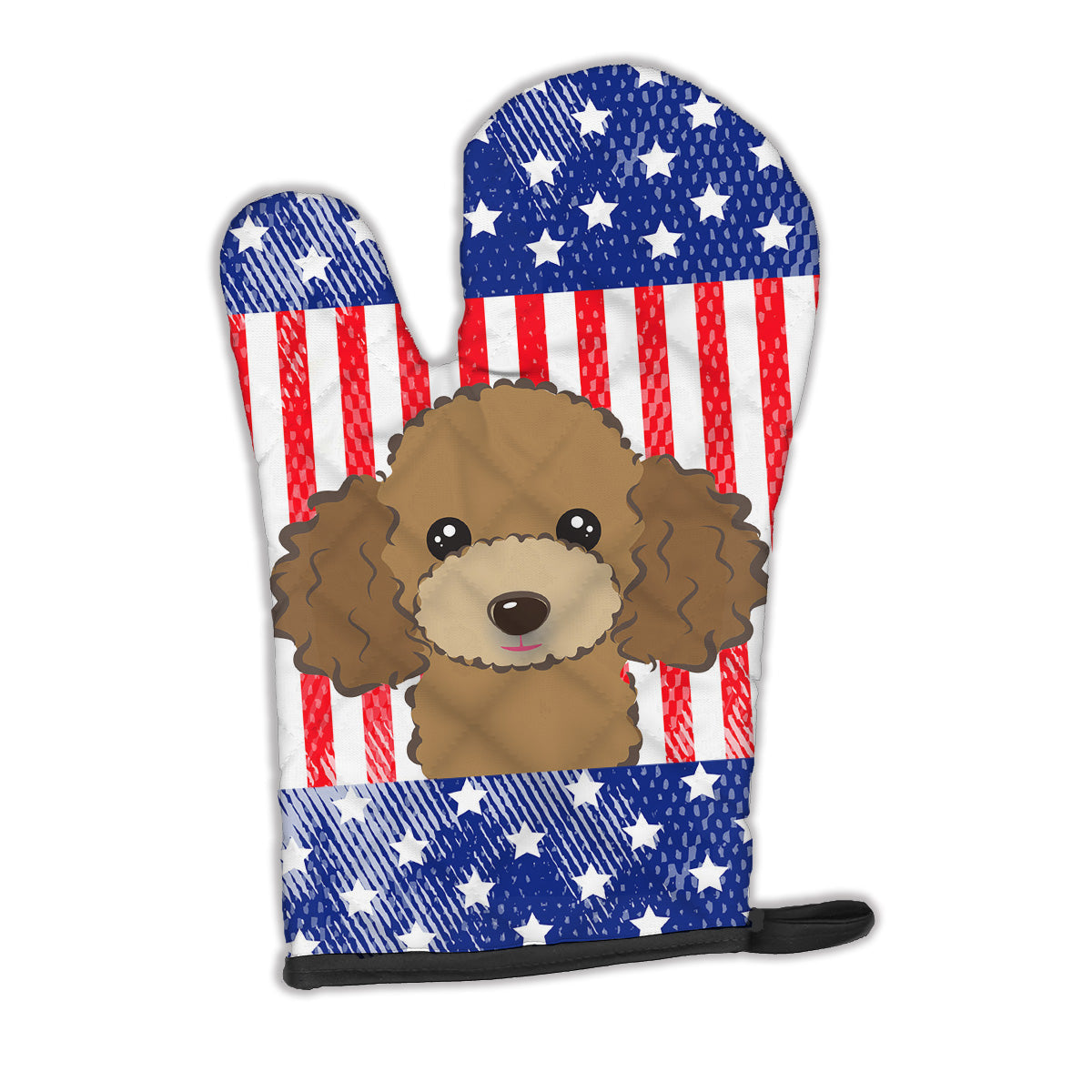 American Flag and Chocolate Brown Poodle Oven Mitt Heat Resistant Thick Oven Mitt for Hot Pans and Oven, Kitchen Mitt Protect Hands, Cooking Baking Glove