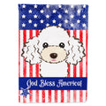 American Flag and White Poodle House Flag 28x40 Porch Sleeve Pole Decorative Outside Yard Banner Artwork Wall Hanging, Polyester