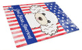 American Flag and White Poodle Cutting Board Tempered Glass Kitchen Cutting Surface, Heat Resistant Chopping, Non-Slip Feet, Food Prep & Serving