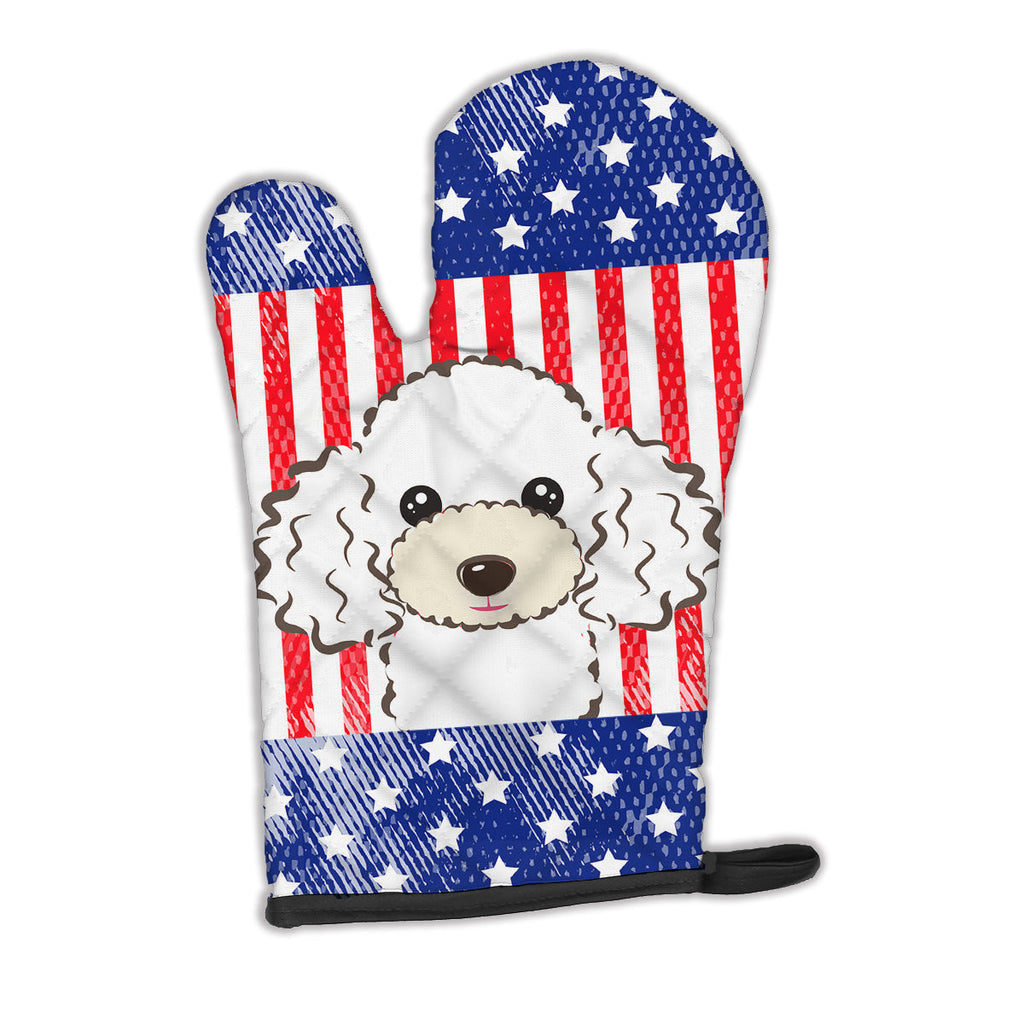 American Flag and White Poodle Oven Mitt Heat Resistant Thick Oven Mitt for Hot Pans and Oven, Kitchen Mitt Protect Hands, Cooking Baking Glove