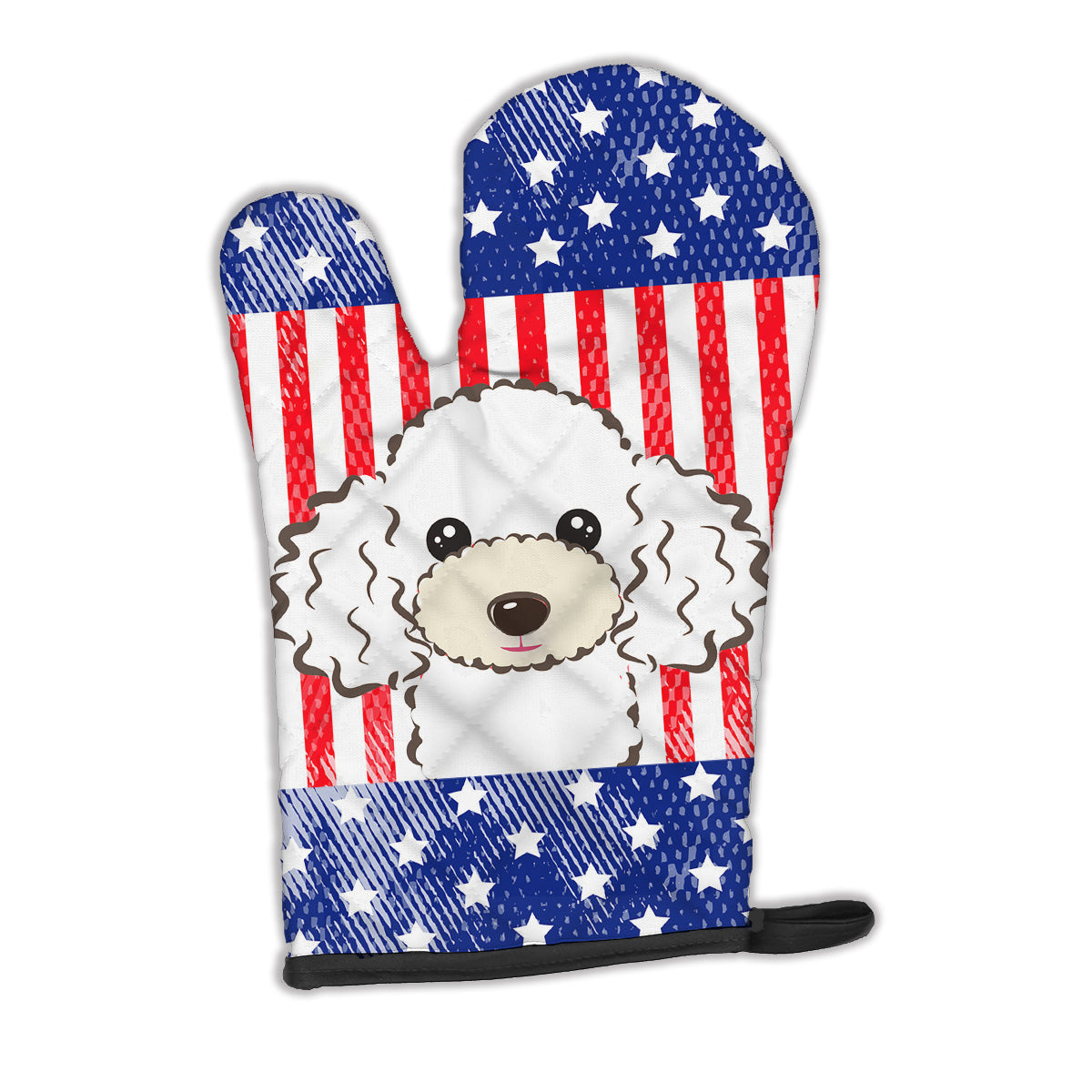 American Flag and White Poodle Oven Mitt Heat Resistant Thick Oven Mitt for Hot Pans and Oven, Kitchen Mitt Protect Hands, Cooking Baking Glove