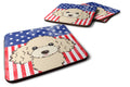 American Flag and Buff Poodle Foam Coasters Set of 4 Cup Coasters for Indoor Outdoor, Tabletop Protection, Anti Slip, Mouse pad Material