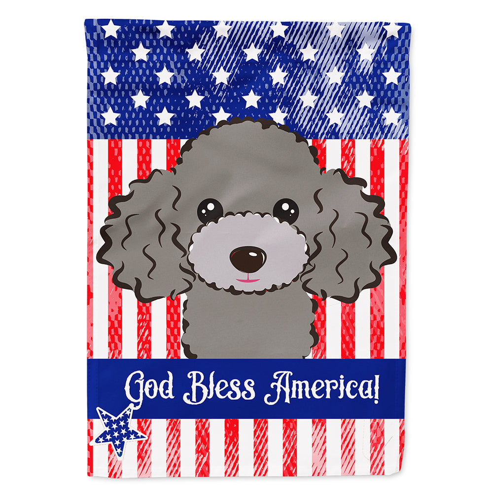 American Flag and Silver Gray Poodle House Flag 28x40 Porch Sleeve Pole Decorative Outside Yard Banner Artwork Wall Hanging, Polyester