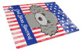 American Flag and Silver Gray Poodle Cutting Board Tempered Glass Kitchen Cutting Surface, Heat Resistant Chopping, Non-Slip Feet, Food Prep & Serving