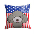 American Flag and Silver Gray Poodle Decorative Throw Pillow 14x14 Indoor Outdoor Accent Cushion, Fabric Cover with Insert for Sofa, Bed, Porch & Living Room