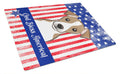 American Flag and Jack Russell Terrier Cutting Board Tempered Glass Kitchen Cutting Surface, Heat Resistant Chopping, Non-Slip Feet, Food Prep & Serving