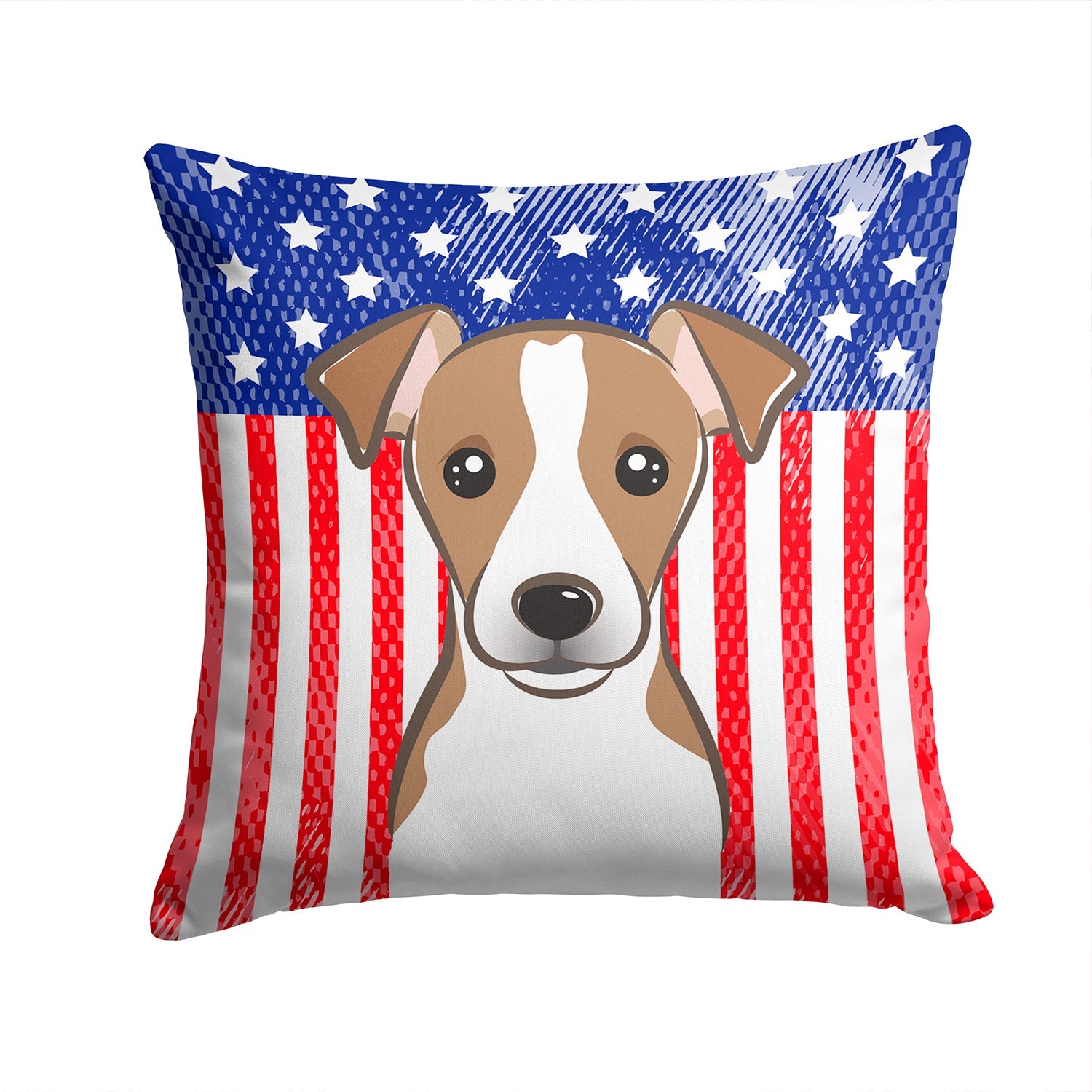 American Flag and Jack Russell Terrier Decorative Throw Pillow 14x14 Indoor Outdoor Accent Cushion, Fabric Cover with Insert for Sofa, Bed, Porch & Living Room