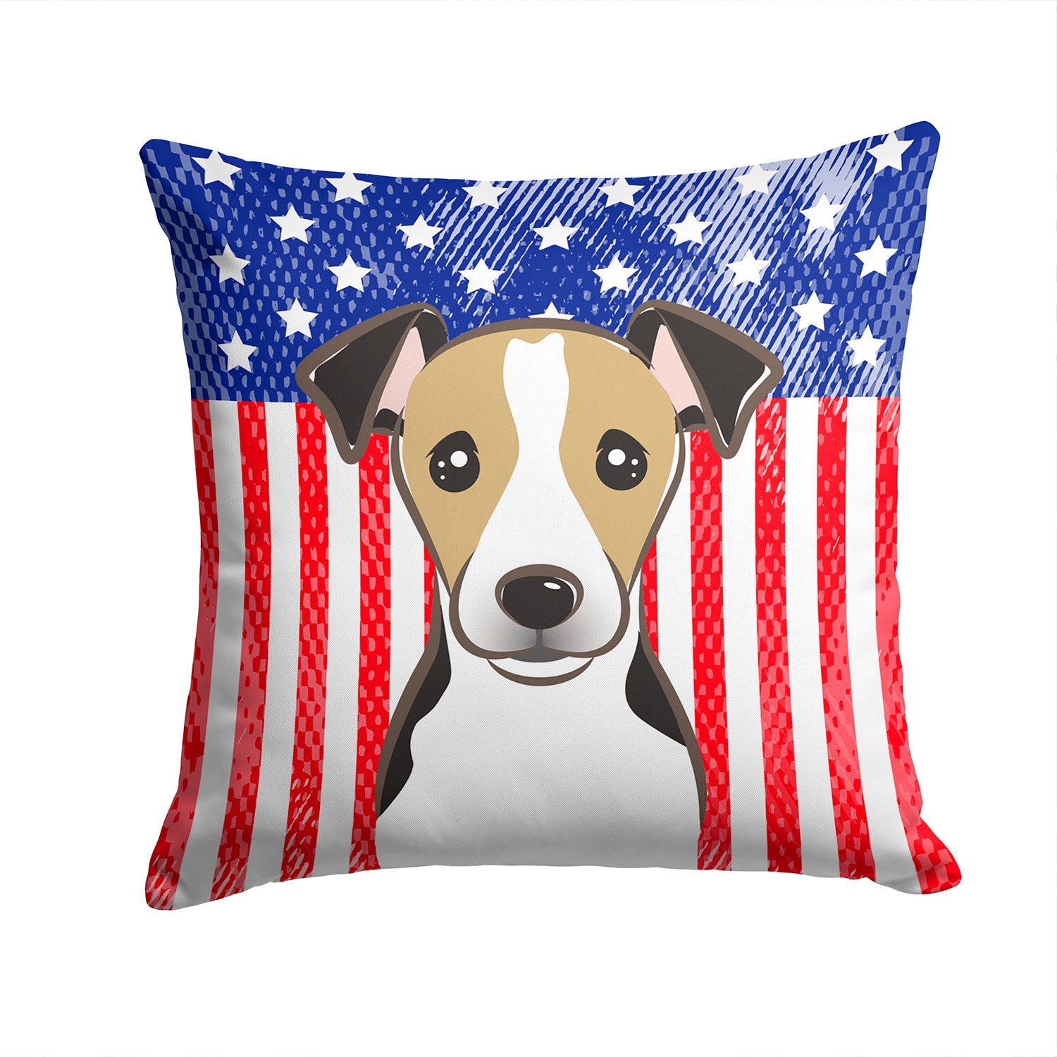 American Flag and Jack Russell Terrier Decorative Throw Pillow 14x14 Indoor Outdoor Accent Cushion, Fabric Cover with Insert for Sofa, Bed, Porch & Living Room