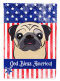 American Flag and Fawn Pug House Flag 28x40 Porch Sleeve Pole Decorative Outside Yard Banner Artwork Wall Hanging, Polyester