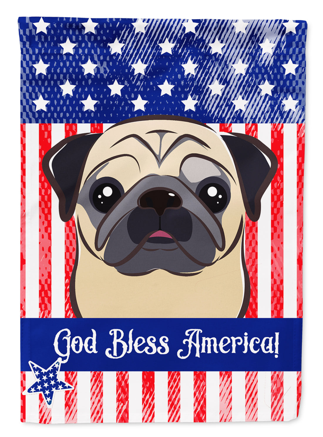 American Flag and Fawn Pug House Flag 28x40 Porch Sleeve Pole Decorative Outside Yard Banner Artwork Wall Hanging, Polyester