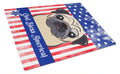 American Flag and Fawn Pug Cutting Board Tempered Glass Kitchen Cutting Surface, Heat Resistant Chopping, Non-Slip Feet, Food Prep & Serving