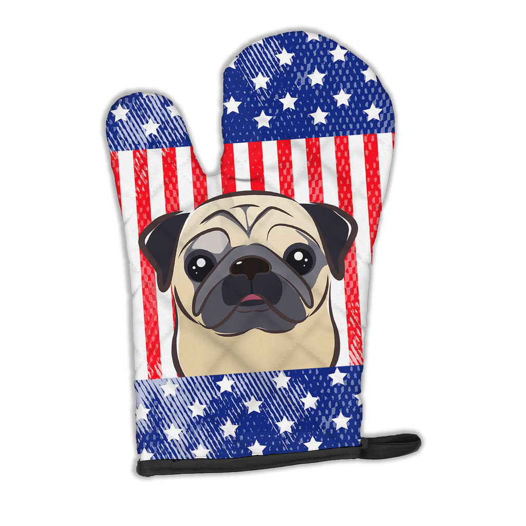 American Flag and Fawn Pug Oven Mitt Heat Resistant Thick Oven Mitt for Hot Pans and Oven, Kitchen Mitt Protect Hands, Cooking Baking Glove
