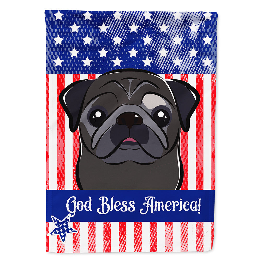 American Flag and Black Pug House Flag 28x40 Porch Sleeve Pole Decorative Outside Yard Banner Artwork Wall Hanging, Polyester