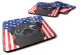American Flag and Black Pug Foam Coasters Set of 4 Cup Coasters for Indoor Outdoor, Tabletop Protection, Anti Slip, Mouse pad Material