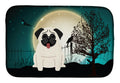 Halloween Scary Pug Cream Dish Drying Mat Absorbent Dish Drying Mat Pad for Kitchen Counter Dish Drainer Mat for Countertop, 14 x 21", Multicolor