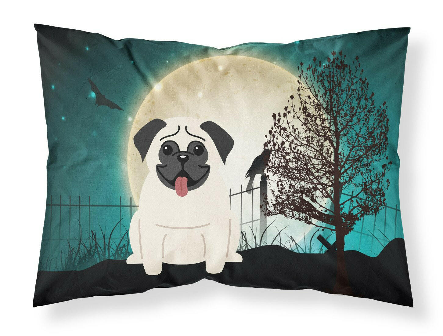 Halloween Scary Pug Cream Standard Pillowcase Lightweight Super Soft Easy Care Decorative Artwork Pillowcase, Standard