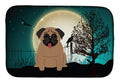 Halloween Scary Pug Brown Dish Drying Mat Absorbent Dish Drying Mat Pad for Kitchen Counter Dish Drainer Mat for Countertop, 14 x 21", Multicolor